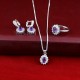 Amethyst C.Z Gemstone Rhodium Plated Jewelry Set Handmade 925 Sterling Silver Jewelry