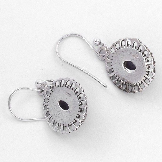 Amethyst Drops Earring Oval Shape 925 Sterling Silver Handmade Silver Earring Jewellery