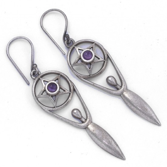 Amethyst Earring 925 Sterling Silver Drop Dangle Earring Oxidized Jewellery Manufacture Silver Jewellery