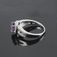 Natural Purple Amethyst Rhodium Plated 925 Sterling Silver Ring