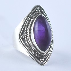 Amethyst Ring Handmade 925 Sterling Silver Oxidized Silver Jewelry Promises Ring Gift For Her