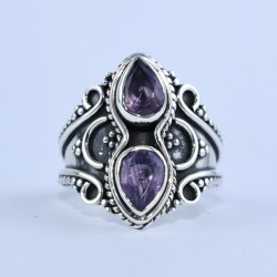 Amethyst Ring Handmade 925 Sterling Silver Oxidized Silver Ring Ethnic Design Silver Ring Jewellery