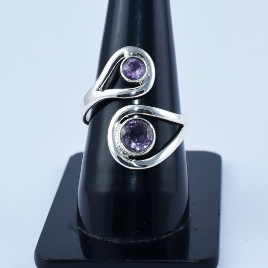 Adjustable Amethyst Ring Handmade Solid 925 Sterling Silver Friendship Ring Silver Ring Jewellery Gift For Her