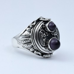 Amethyst Ring Poison Ring 925 Sterling Silver Handmade Oxidized Silver Ring Jewelry