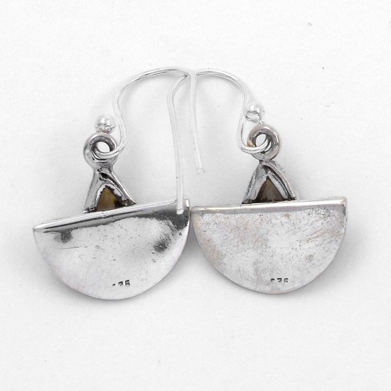 Antique Look Citrine Gemstone Drop Earring Handmade 925 Sterling Silver Oxidized Silver Jewelry