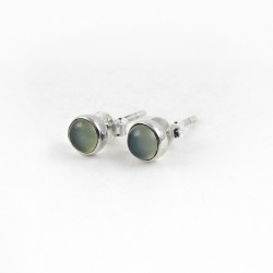 Aqua Chalcedony 925 Sterling Silver Stud Earring Handmade Jewelry