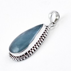 Aquamarine Pendant Handmade 925 Sterling Silver Pear Faceted Gemstone Jewellery Women Fashion Jewellery