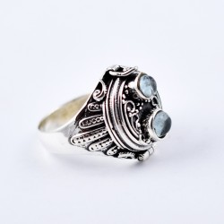 Aquamarine Ring 925 Sterling Silver Poison Ring Handmade Silver Ring Jewelry Oxidized Silver Jewelry