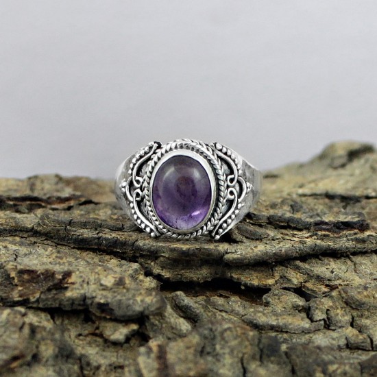 Attractive Amethyst 925 Sterling Silver Ring Indian Silver Jewelry