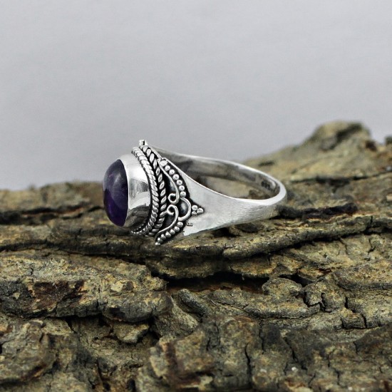 Attractive Amethyst 925 Sterling Silver Ring Indian Silver Jewelry