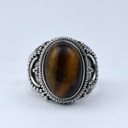 Attractive Brown Tiger Eye Ring Handmade 925 Sterling Silver Boho Ring Oxidized Silver Ring Jewelry