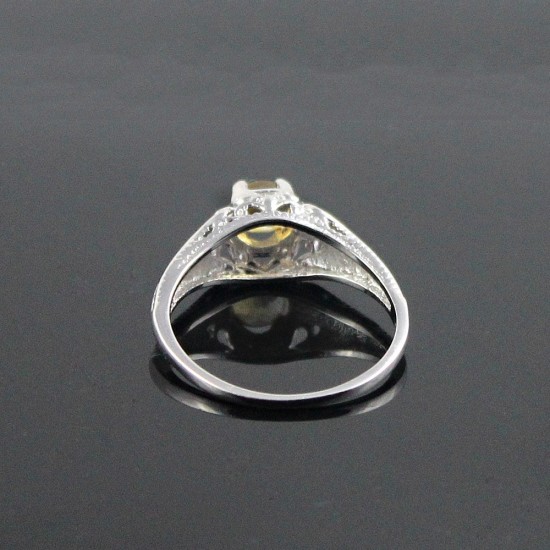 Amazing !! Indian Silver Jewelry Citrine 925 Sterling Silver Rhodium Plated Ring