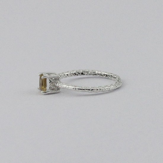 Square Shape Citrine 925 Sterling Silver Ring
