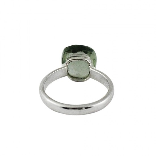 Exotic Beauty !! Bezel Setting Green Amethyst Jewelry Gemstone 925 Sterling Silver Ring