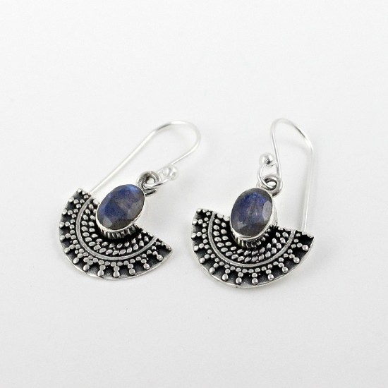 Attractive Natural Labradorite 925 Sterling Silver Earring Jewelry