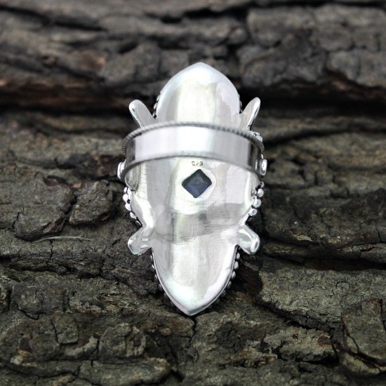 In Fashion !! Rainbow Moonstone 925 Sterling Silver Ring