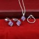 Beautiful Amethyst White CZ Gemstone Silver 4 Piece Set With Rhodium Polished 925 Sterling Silver Handmade Jewelry