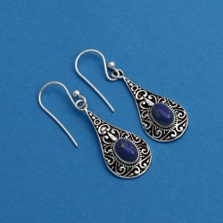 Beautiful Blue Lapis Lazuli 925 Sterling Silver Earring Women Jewelry Gift For Her