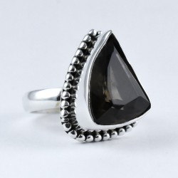 Beautiful Looking Brown Smoky Quartz Ring 925 Sterling Silver Oxidized Silver Ring Manufacture Silver Jewellery