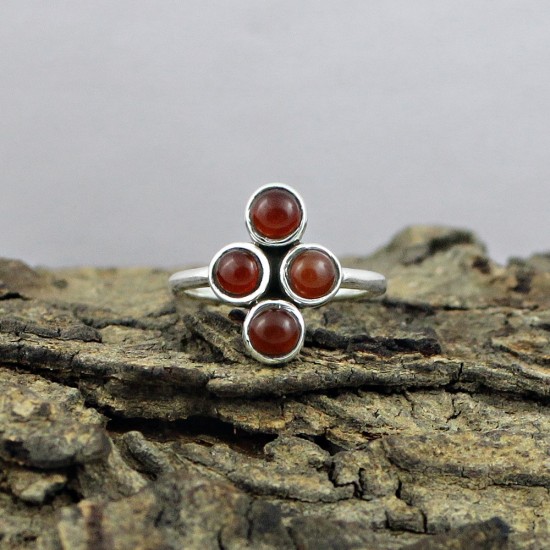 Beautiful Red Onyx 925 Sterling Silver Ring Indian Silver Jewelry