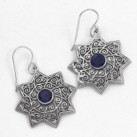 Beautiful Silver Drops Earring Natural Iolite Earring 925 Sterling Silver Oxidized Jewellery