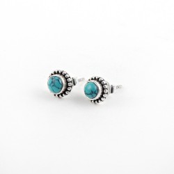Beautiful Stud Earring Turquoise 925 Sterling Silver Handmade Jewelry