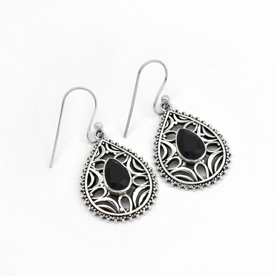 Black Onyx 925 Sterling Silver Drop Dangle Earring Handmade Jewelry Gift For Her