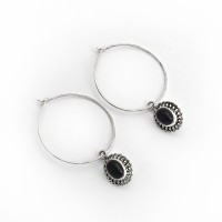 Black Onyx 925 Sterling Silver Hoop Earring Jewelry Gift For Her