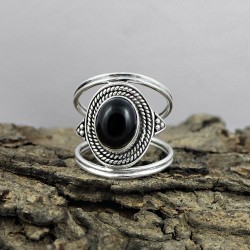 Black Onyx 925 Sterling Silver Solitaire Ring Jewelry 