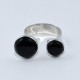Black Onyx Open Ring 925 Sterling Silver Round Shape Ring Jewelry Gift For Her