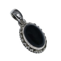Black Onyx Oval Shape 925 Sterling Silver Pendant Jewelry Gift For Her