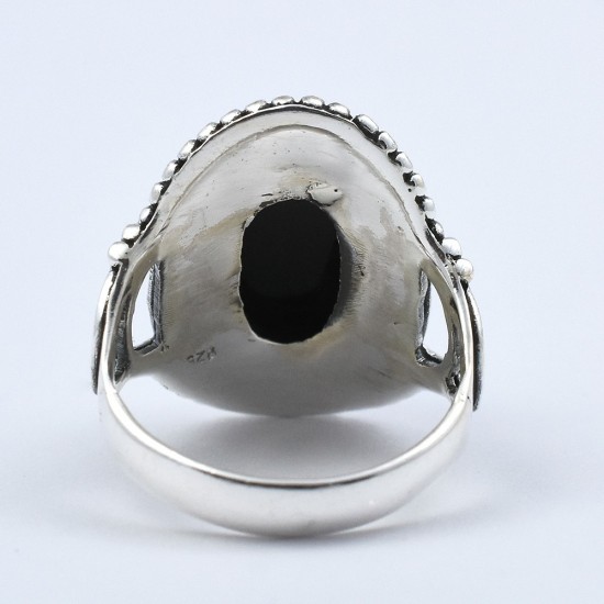 Natural Black Onyx Ring 925 Sterling SIlver Oxidized Silver Jewelry Boho Ring Jewelry