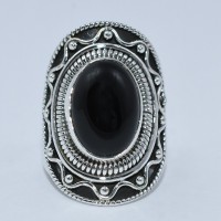 Natural Black Onyx Ring Handmade 925 Sterling Silver Boho Ring Birthstone Ring Jewelry