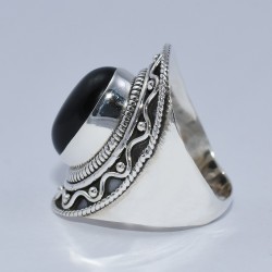 Natural Black Onyx Ring Handmade 925 Sterling Silver Boho Ring Birthstone Ring Jewelry
