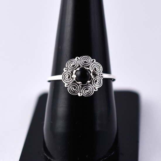 Black Onyx Ring Handmade 925 Sterling Silver Oxidized Silver Boho Ring Jewellery