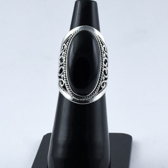 Black Onyx Ring Handmade 925 Sterling Silver Oxidized Silver Ring Boho Ring Birthstone Ring Jewelry