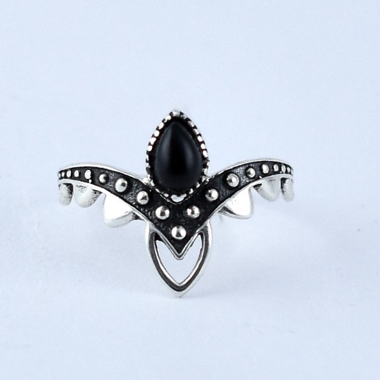 Natural Black Onyx Ring Handmade 925 Sterling Silver Oxidized Silver Ring Jewellery Exporter
