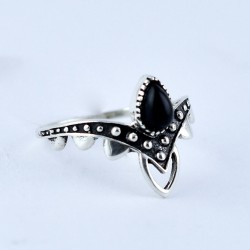 Natural Black Onyx Ring Handmade 925 Sterling Silver Oxidized Silver Ring Jewellery Exporter