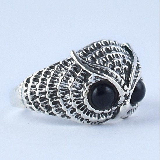 Black Onyx Ring Owl Shape Handmade 925 Sterling Silver Jewelry Manufacture Silver Jewelry