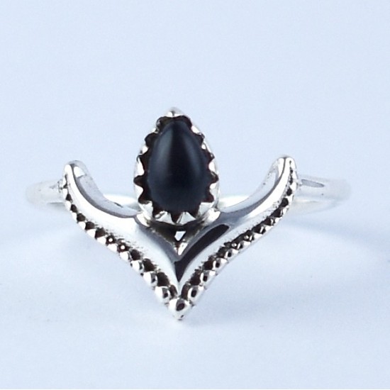 Black Onyx Ring Pear Shape 925 Sterling Silver Boho Ring Jewelry Engagement Ring Gift For Her