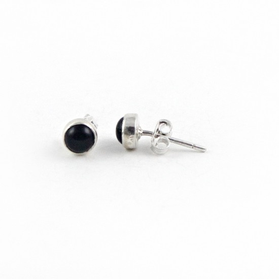 Black Onyx Round 925 Sterling Silver Stud Earring Women Jewelry
