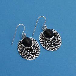 Black Color !! Black Star 925 Sterling Silver Drop Dangle Earring Jewelry