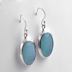 Blue Chalcedony Dangle Earring 925 Sterling Silver Women Handcrafted Silver Earring Jewellery