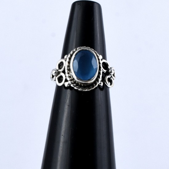 Blue Chalcedony Ring 925 Sterling Silver Boho Ring Birthstone Ring Indian Silver Ring Jewellery