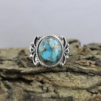 Blue Copper Turquoise 925 Sterling Silver Ring Jewelry