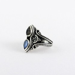 Blue Fire Labardorite Pear Shape 925 Sterling Solid Silver Ring Birthstone Ring Oxidized Jewelry