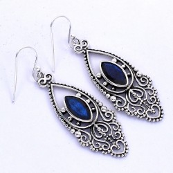 Blue Fire Labradorite Drops Earring Handmade Oxidized Jewelry 925 Sterling Silver Wholesale Silver Jewelry