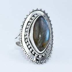 Blue Fire Labradorite Ring Handmade Marquise Shape 925 Sterling Silver 925 Stamped Silver Jewelry
