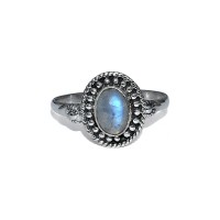 Blue Fire Rainbow Moonstone 925 Sterling Silver Ring Handmade Jewelry Gift For Her