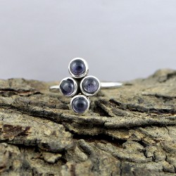 Natural Blue Iolite Gemstone 925 Sterling Silver Ring Jewelry